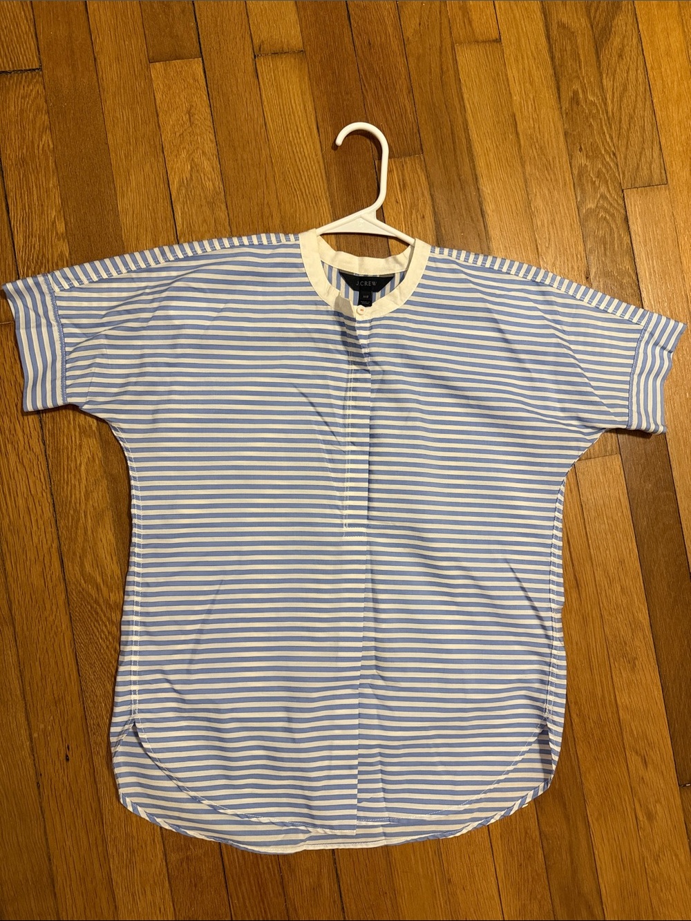 J. Crew Blue and White Striped Button-Front Top